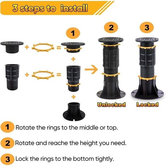 2Pcs Adjustable Height Bed Support Legs 8.66-13in, Bed Frame Support Legs - Picture 3 of 9